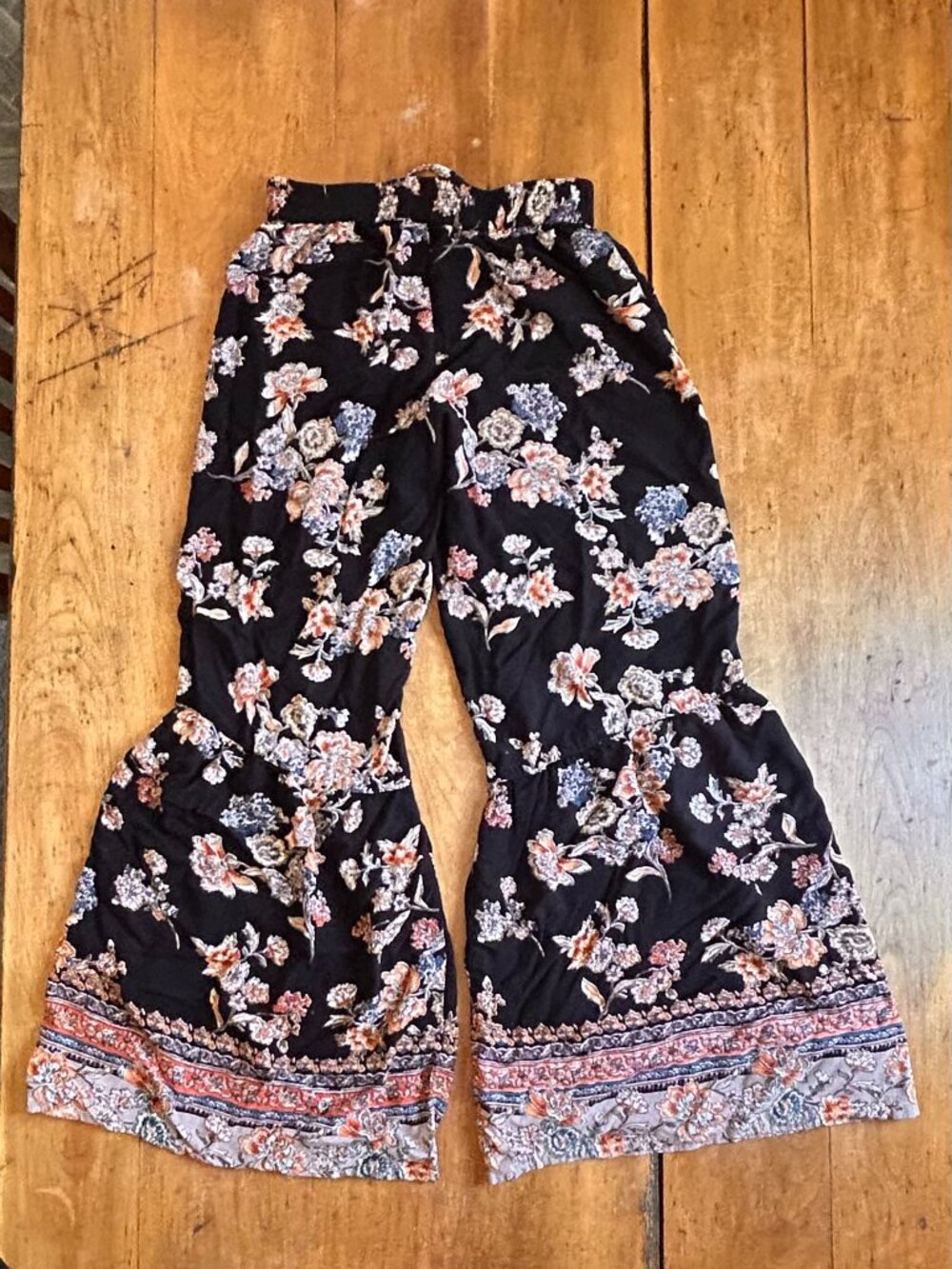 Angie palazzo-hippie pants, women's M, dark floral, #boho #festival